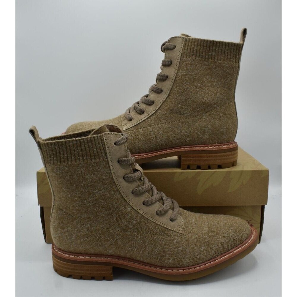 Sofft Womens Size 7 Landee Heathered Caramel Lace Up Knit Combat Boots Shoes - Picture 8 of 12